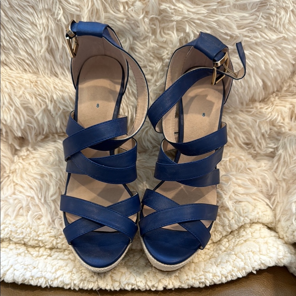 Seahawks! 💚💙💚
Chic Blue Wedge Sandals with Suede Straps - Picture 3 of 5